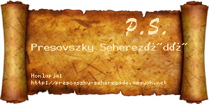 Presovszky Seherezádé névjegykártya